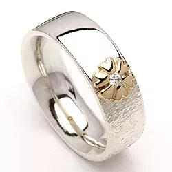 kolleksjonsprøve zirkon ring i sølv og alm. gull