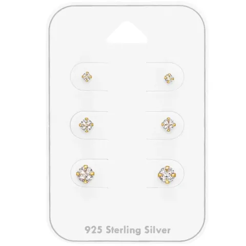 kolleksjonsprøve zirkon ørestikker i forgylt sølv