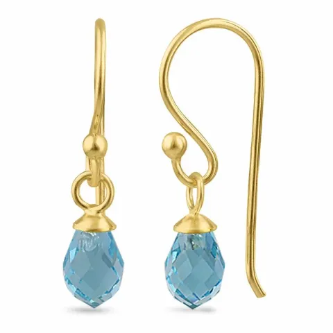 kolleksjonsprøve blå topas glas ear lines i forgylt sølv - Loom Stones