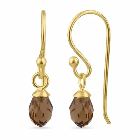 kolleksjonsprøve brunt glass ear lines i forgylt sølv - Loom Stones