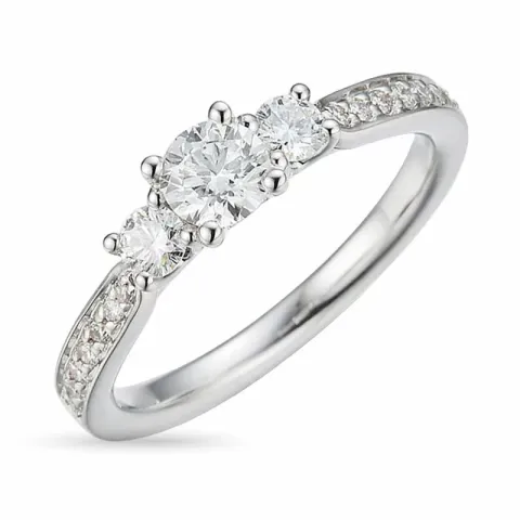 kolleksjonsprøve diamant ring i 14 karat hvitt gull 0,30 ct 2 x 0,10 ct 0,11 ct