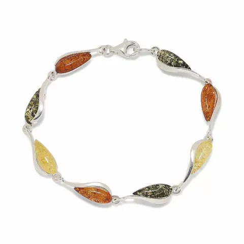 kolleksjonsprøve dråpe rav armbånd i sølv med anheng i sølv