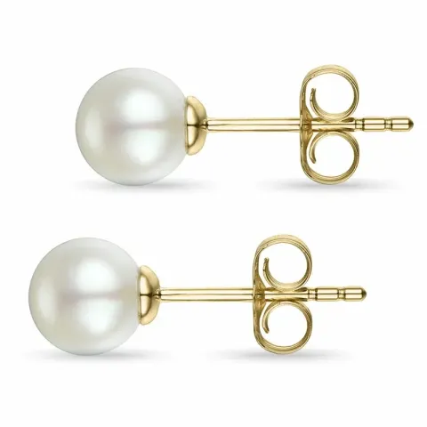 kolleksjonsprøve elfenben hvit perleøredobb i 14 karat gull