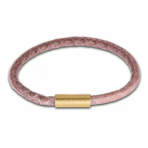 kolleksjonsprøve rosa slangearmbånd i lær med forgylt stållås  x 4 mm