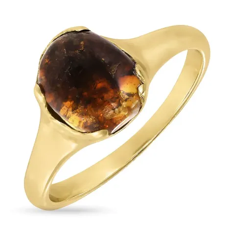 kolleksjonsprøve rav ring i forgylt sølv - Loom Stones