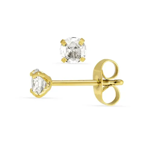 kolleksjonsprøve pretzel zirkon solitaireørepynt i forgylt stål - OCEANA