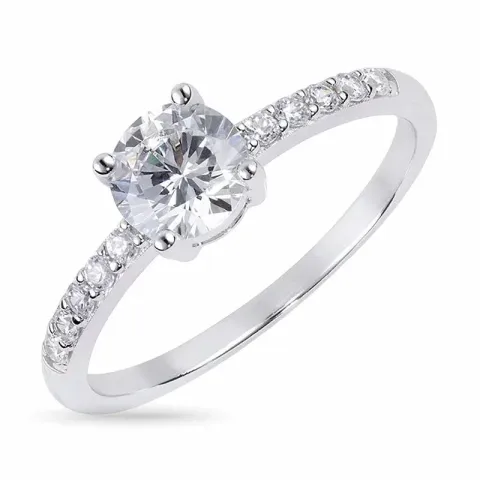 kolleksjonsprøve hvit zirkon ring i rodinert sølv