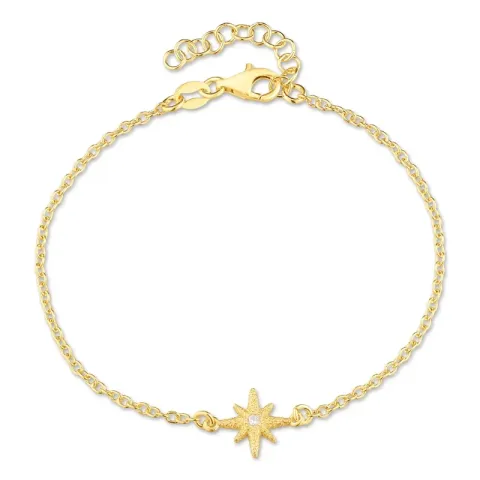 kolleksjonsprøve stjerne armbånd i forgylt sølv med anheng i forgylt sølv