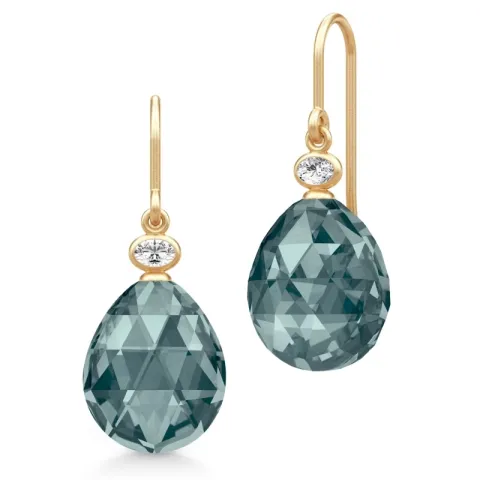 Julie Sandlau Ofelia mørkeblå krystall øredobber i forgylt sølv