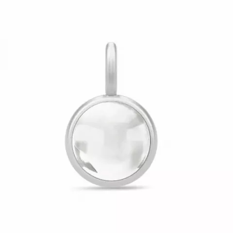 Julie Sandlau rundt hvit krystall anheng i satengrhodinert sterlingsølv hvit krystall