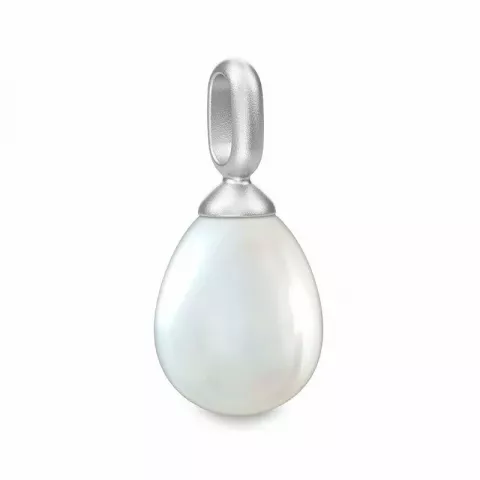 Julie Sandlau oval perle anheng i satengrhodinert sterlingsølv