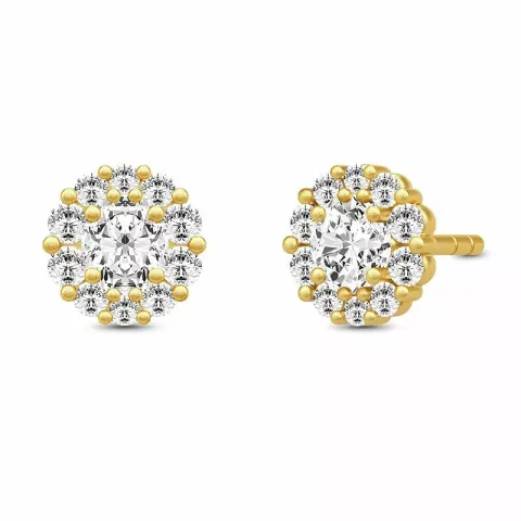 Julie Sandlau Glamour runde zirkon øredobber i forgylt sølv hvit zirkon