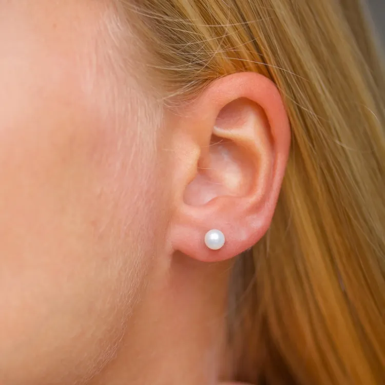 5-5,5 mm perle ørestikker i sølv