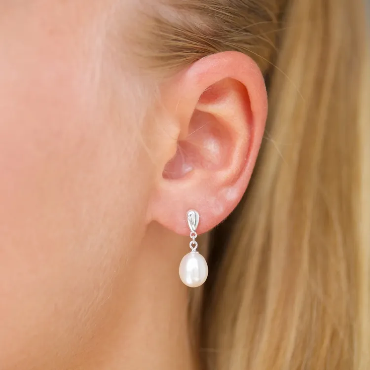 7 - 8 mm perle øredobber i sølv