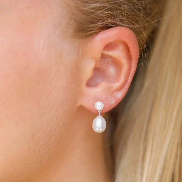 7 - 8 mm perle øredobber i sølv
