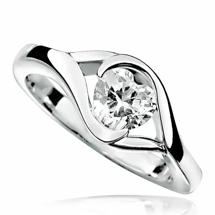hjerte zirkon ring i sølv