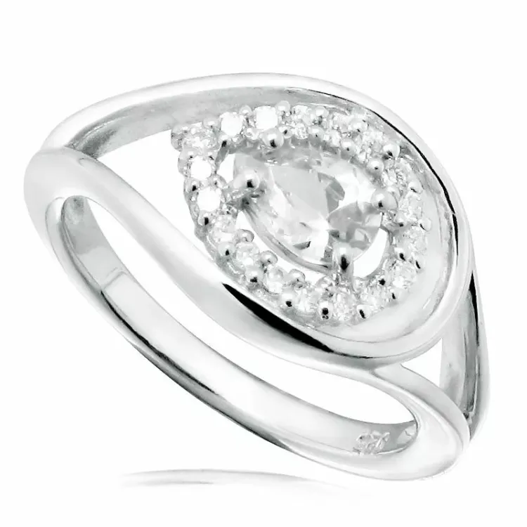 hvit zirkon ring i sølv