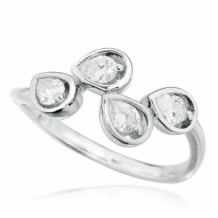 dråpe zirkon ring i sølv