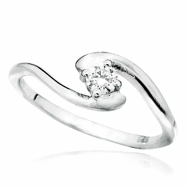 sandblåst zirkon ring i sølv