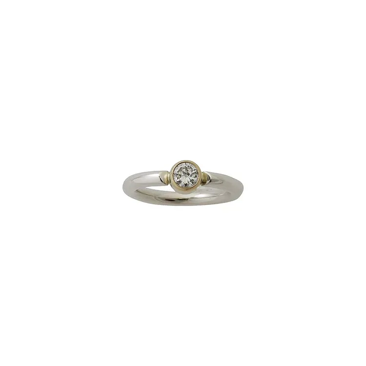 RS of Scandinavia ring i sølv med 14 karat gull hvit zirkon