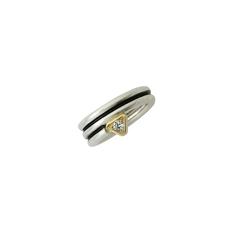 RS of Scandinavia ring i oksidert sterlingsølv med 14 karat gull hvit zirkon