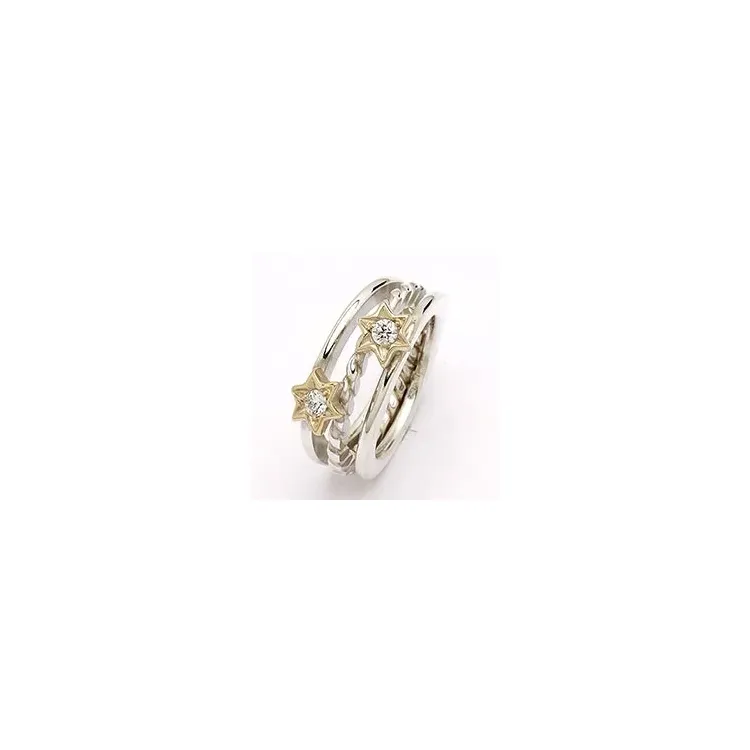 RS of Scandinavia stjerne ring i sølv og 14 karat gull hvite zirkoner
