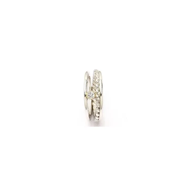 RS of Scandinavia ring i sølv og 14 karat gull hvit zirkon