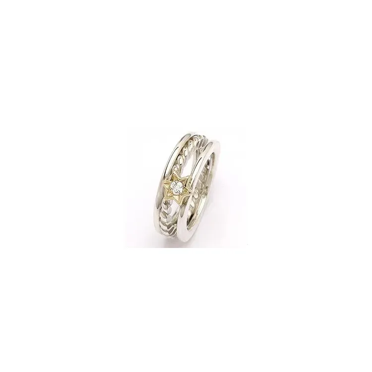 RS of Scandinavia stjerne ring i sølv og 14 karat gull hvit zirkon
