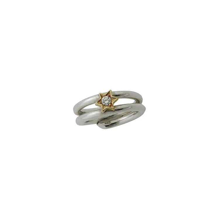RS of Scandinavia ring i sølv med 14 karat gull hvit zirkon