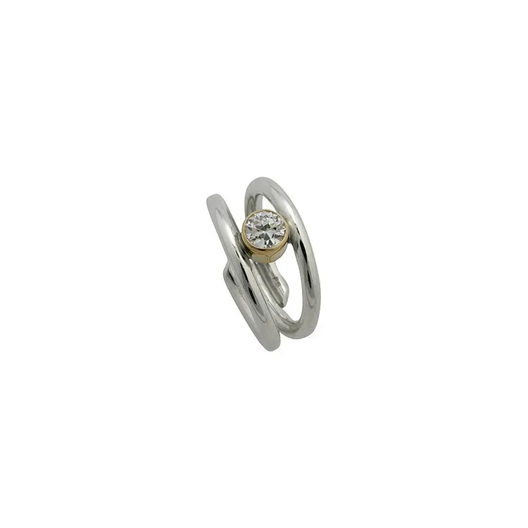 RS of Scandinavia ring i sølv med 14 karat gull hvit zirkon