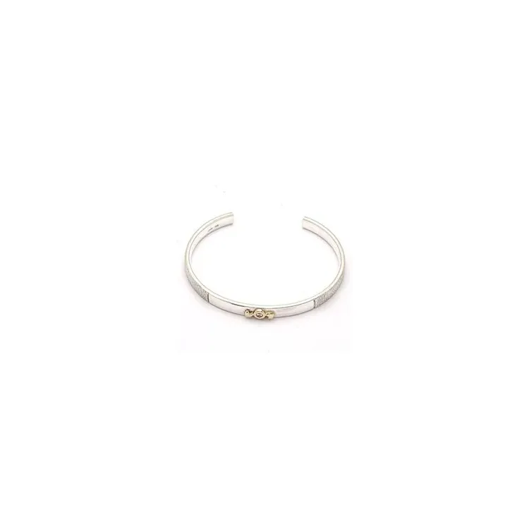 RS of Scandinavia hjerte armring i sølv og 14 karat gull hvit zirkon