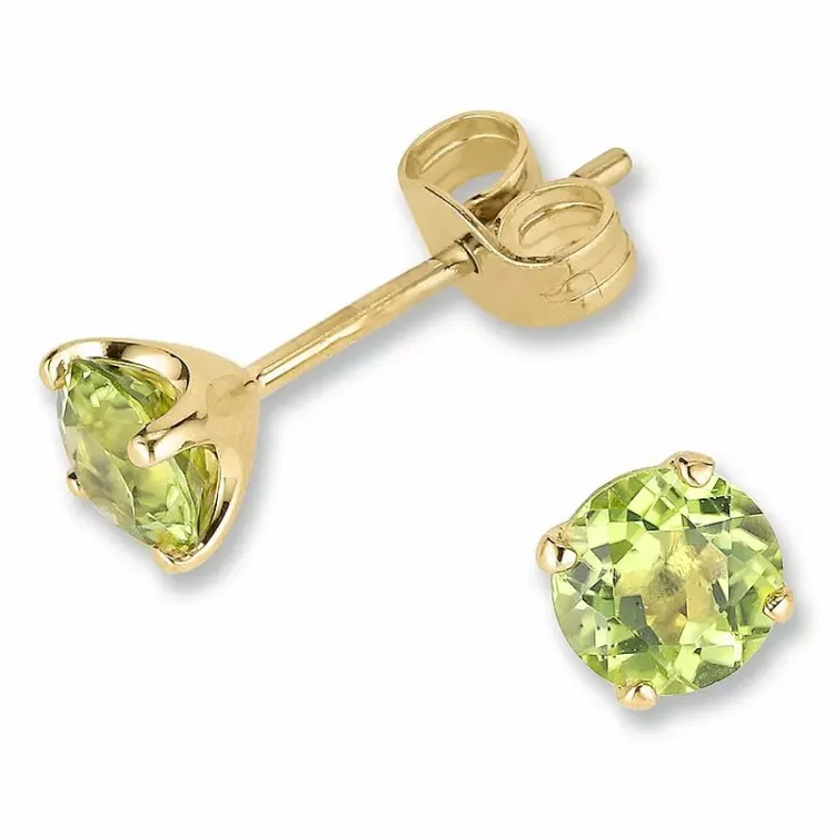 grønn peridot ørestikker i 9 karat gull med peridot