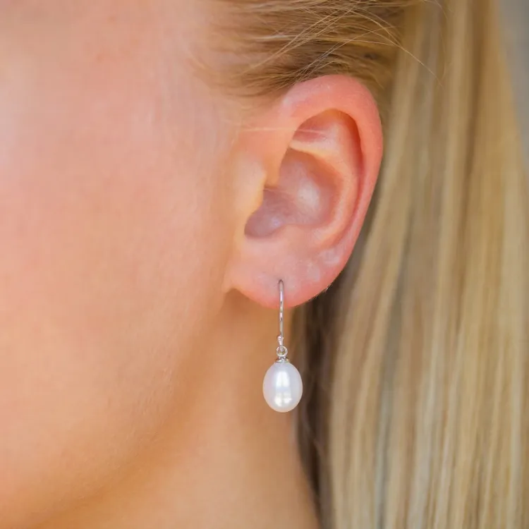 8-8,5 mm perle øredobber i sølv