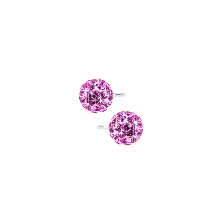 Blomdahl runde øredobber i titanium rosa krystall