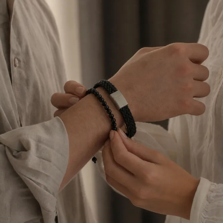 Nordahl andersen svart armbånd i lær