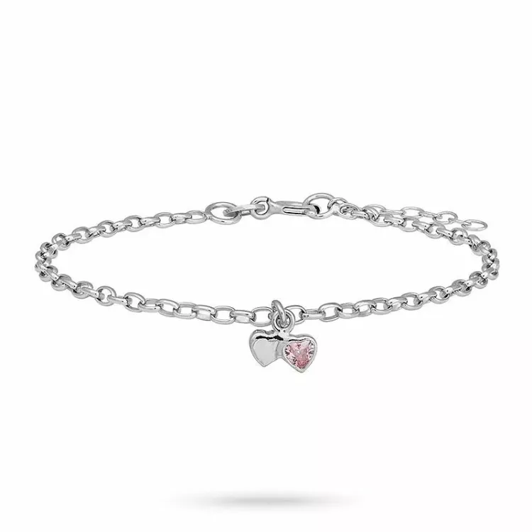 barne NORDAHL ANDERSEN hjerte armbånd i rodinert sølv rosa zirkon