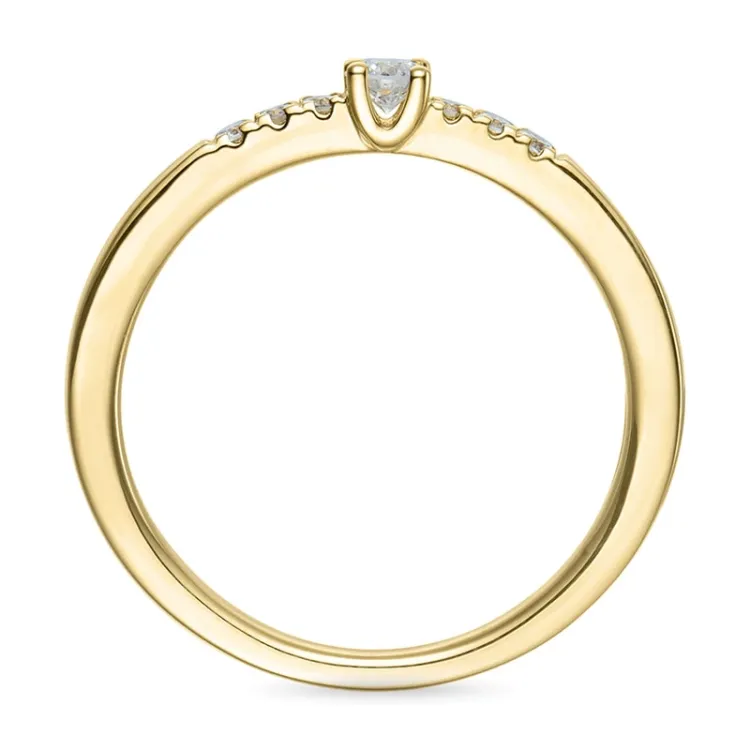 Rund diamantring i 14 karat gull 0,08 ct 0,06 ct