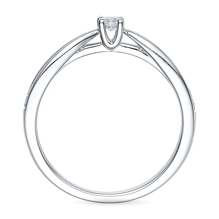 rund diamantring i 14 karat hvitt gull 0,14 ct