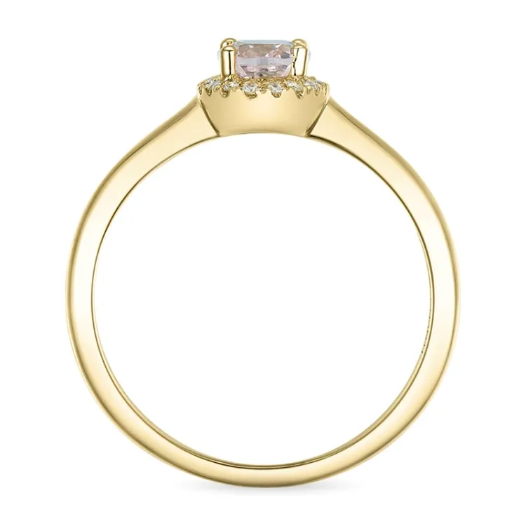 oval morganit diamantring i 14 karat gull 0,83 ct 0,09 ct