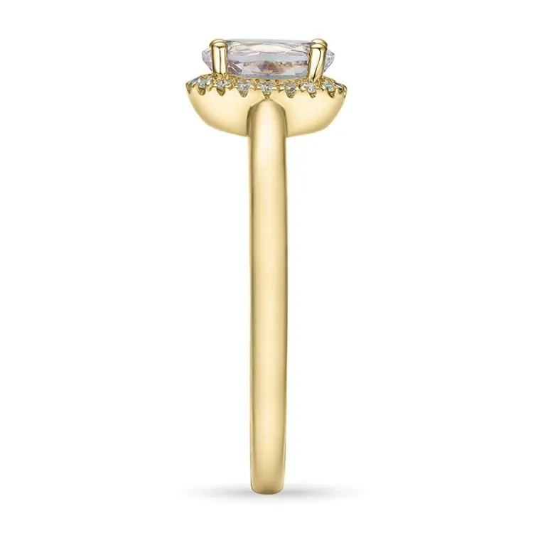oval morganit diamantring i 14 karat gull 0,83 ct 0,09 ct