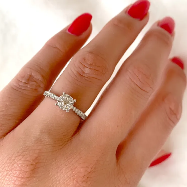 diamantring i 14 karat hvitt gull 0,10 ct 0,36 ct