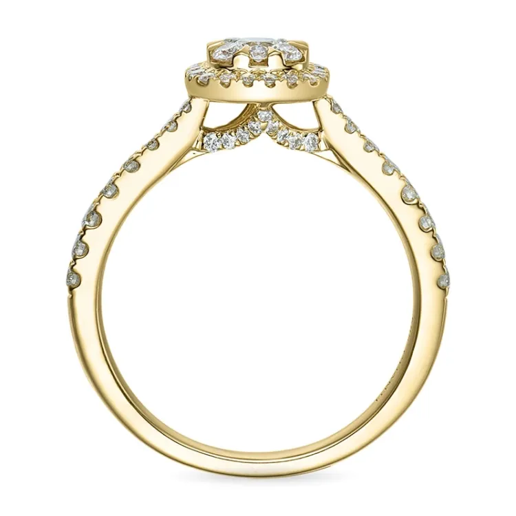 firkantet diamantring i 14 karat gull 0,10 ct 0,44 ct