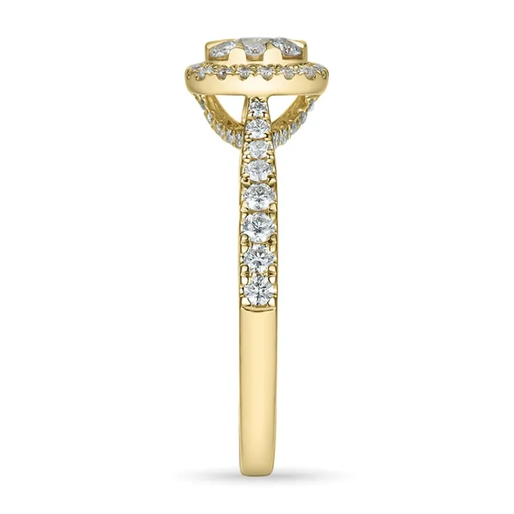 firkantet diamantring i 14 karat gull 0,10 ct 0,44 ct