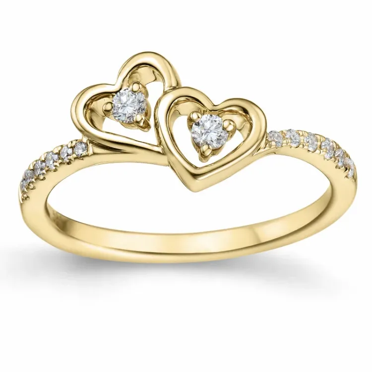 hjerte diamant ring i 14 karat gull 0,178 ct