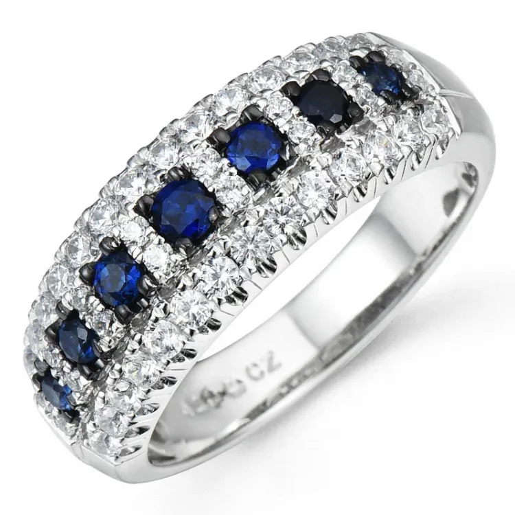 kolleksjonsprøve safir diamantring i 14 karat hvitt gull 0,38 ct 0,56 ct