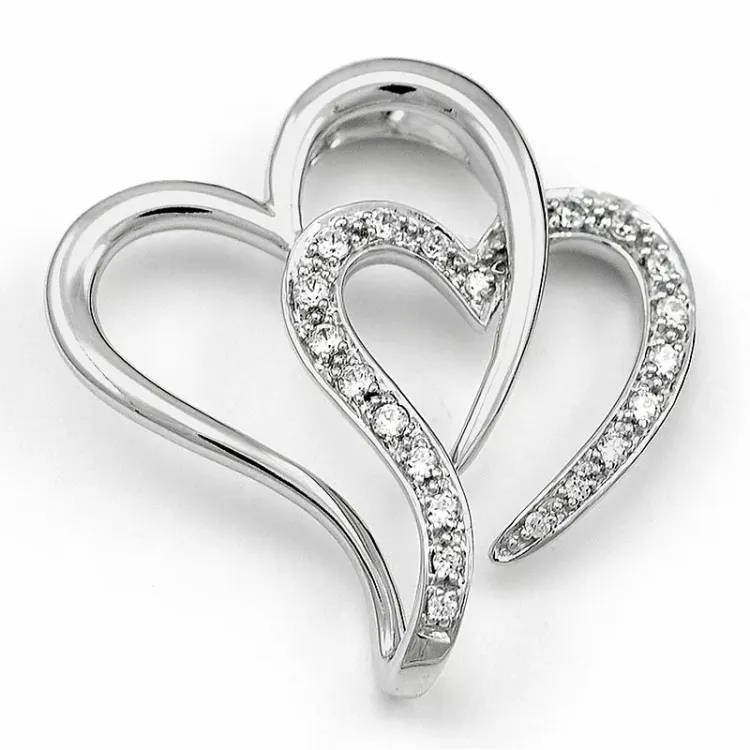 Hjerte diamantanheng i 14 karat hvitt gull 0,20 ct