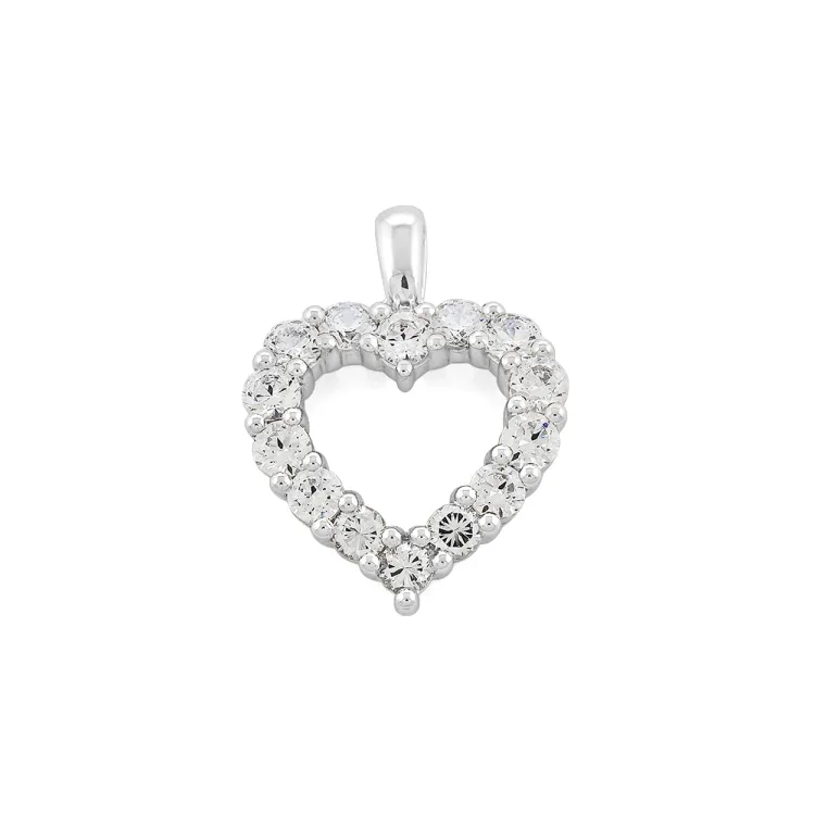 hjerte anheng i 14 karat hvitt gull 1,40 ct