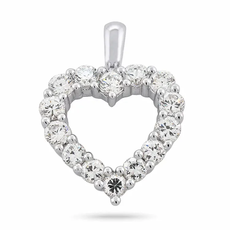 hjerte diamant anheng i 14 karat hvitt gull 1,72 ct