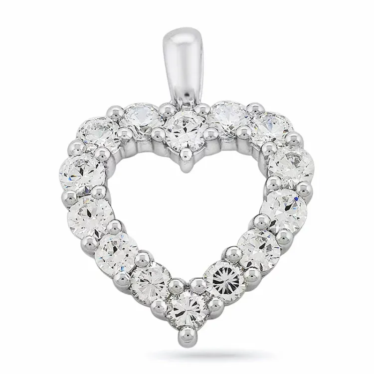 hjerte diamantanheng i 14 karat hvitt gull 2,05 ct