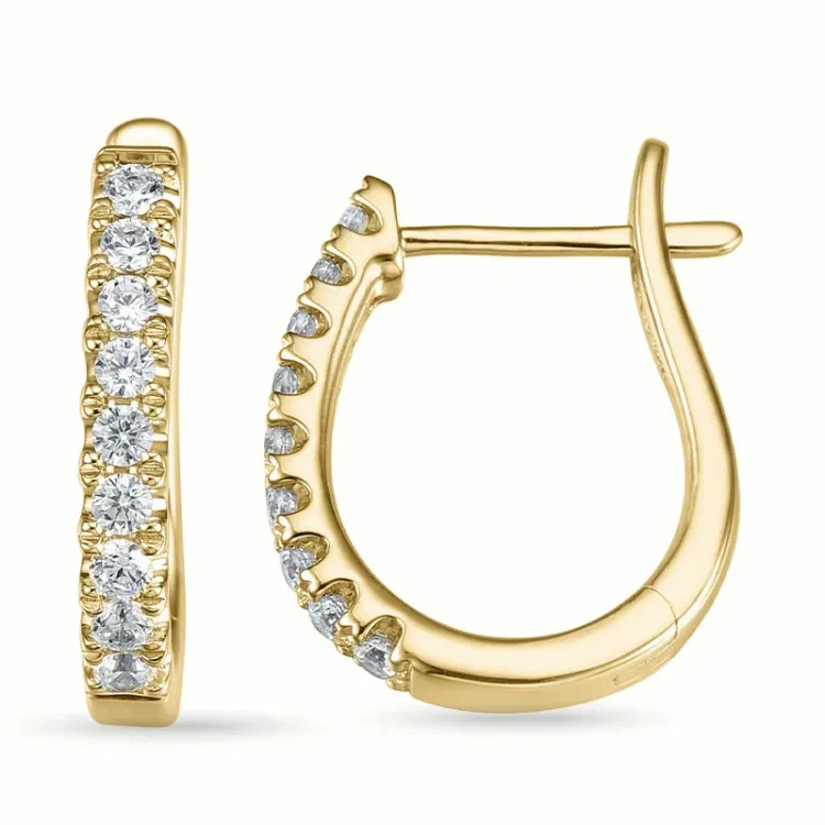 17 mm creol i 14 karat gull med diamant